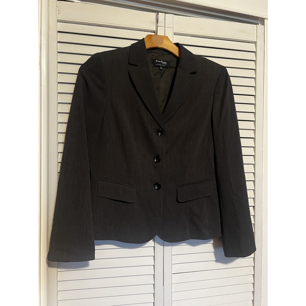 EVAN PICONE Women's Size 10 Blazer Suit Jacket Vintage Stretch Gray